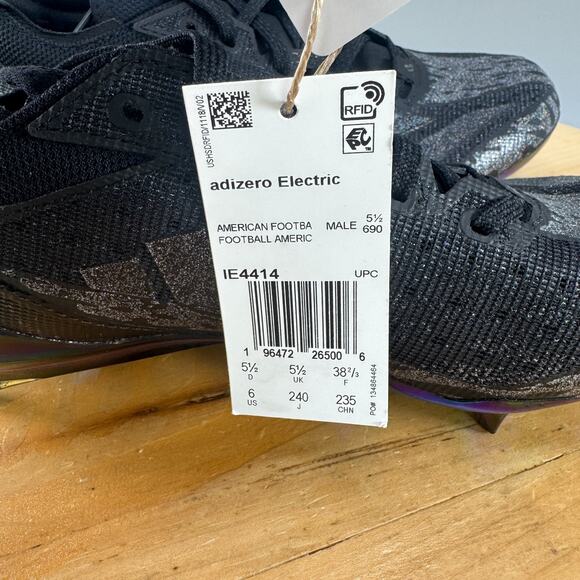 Mens 6 / Womens 7 - Adidas Adizero Electric Speed Juice Black Football Cleats - Picture 8 of 9